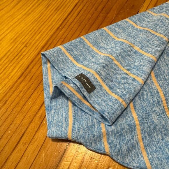 Dunning Golf Shirt Mens MED Blue/Peach Striped Polo Lightweight Short Sleeves - Picture 2 of 8